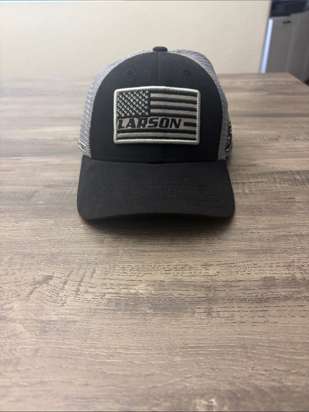 Nascar Black and Gray Trucker Hat with Flag Patch